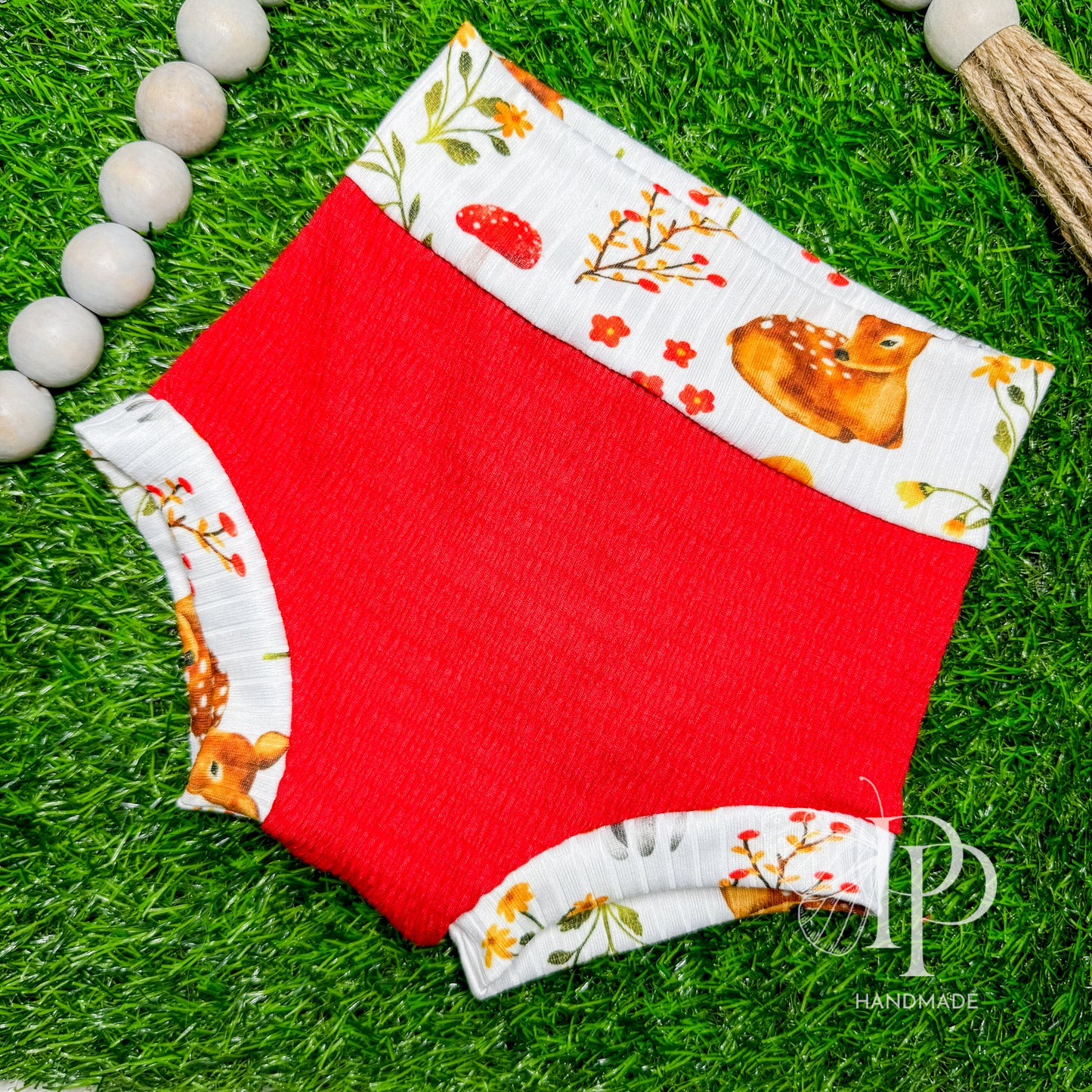 3-6m Bummies - Fawn Floral Rib