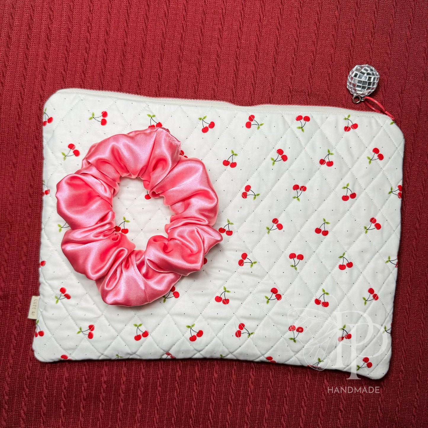 Quilted Cherry Zipper Bag