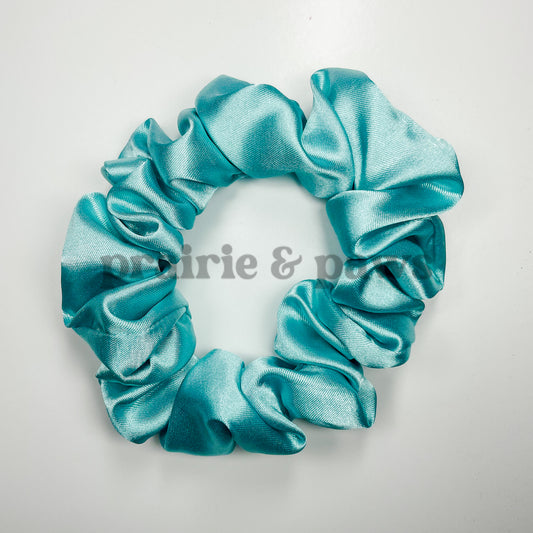 Aqua Satin Scrunchie