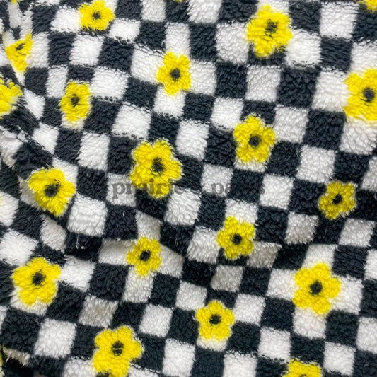 Flower Check Fuzzy Fleece