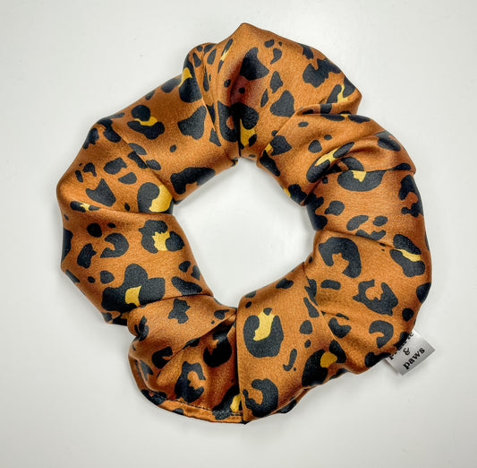 Bronze Cheetah Satin Scrunchie